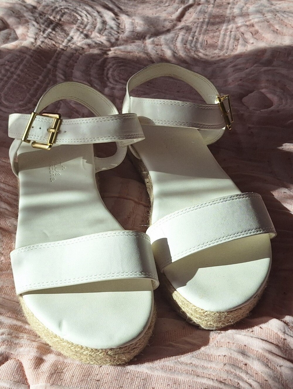 White Espadrille Platform Sandals with Ankle Strap
